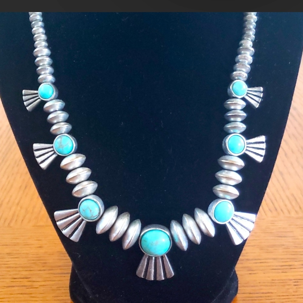 Lucky Brand Squash Blossom Necklace Semi Precious Accents